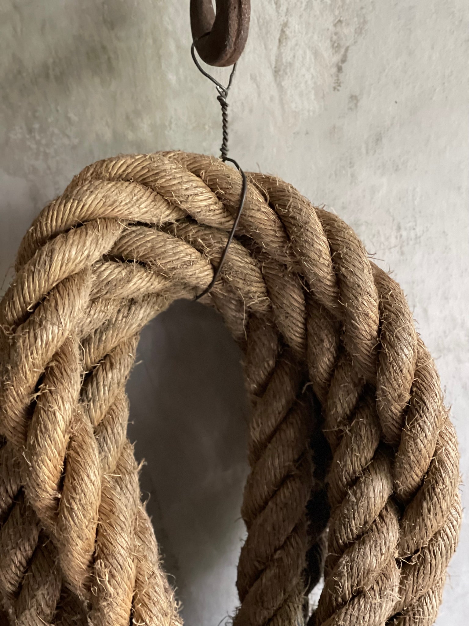 Wooden Pendant  2XL Nautical Rope in Raw Jute [Made in Italy