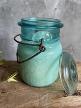 Load image into Gallery viewer, Antique Pint Ball Mason Jar With Handpoured Candle.